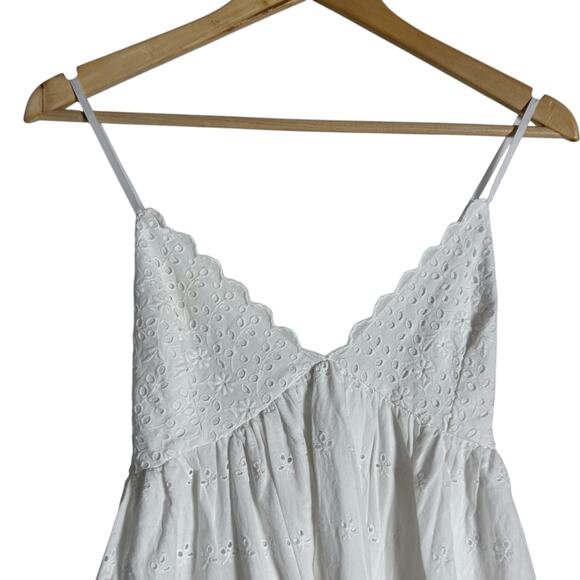 Free People Lillia White Eyelet Lace Sleeveless Babydoll Mini Dress Size M - Picture 7 of 12